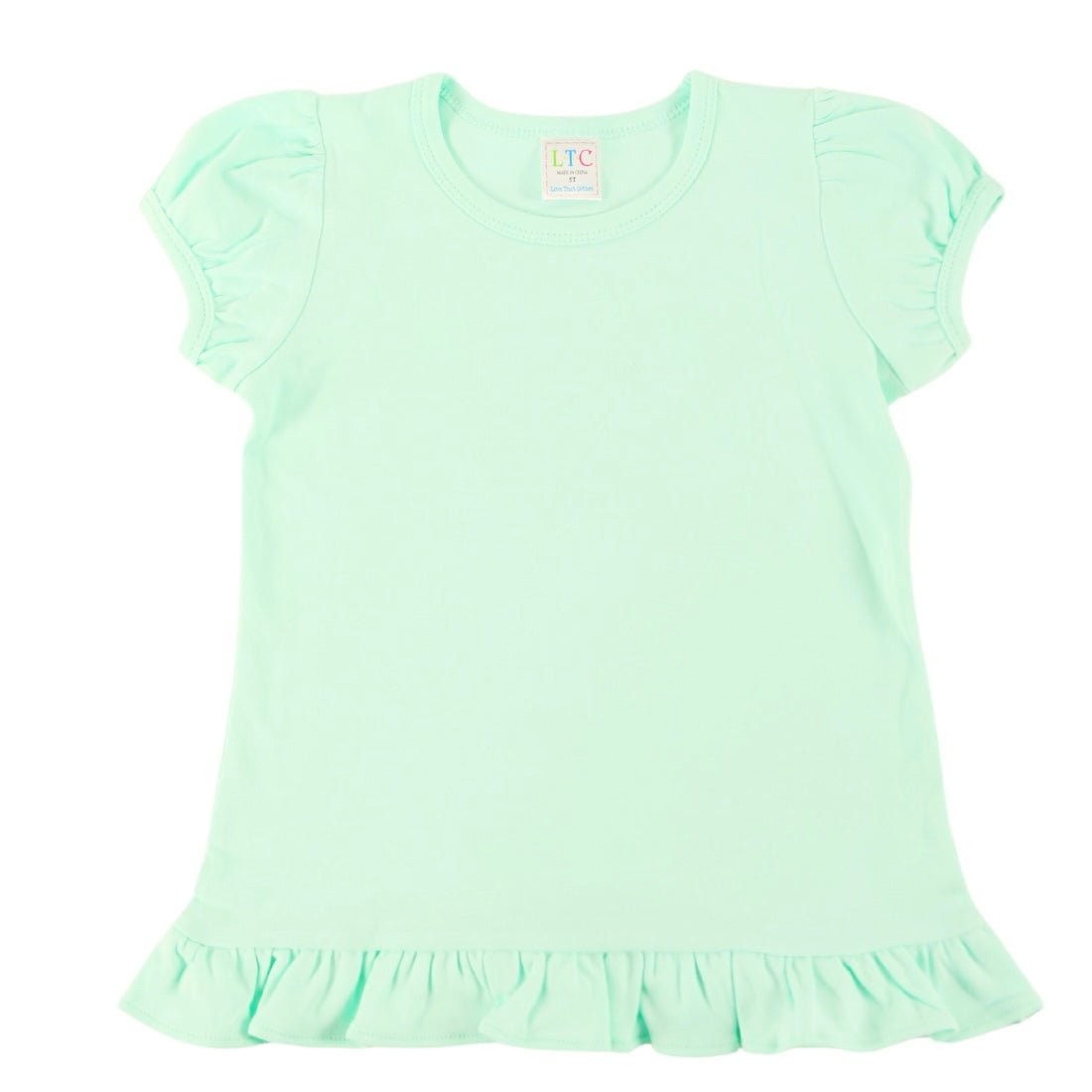 Girls Puff Sleeve Shirt with Ruffle Bottom