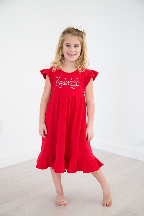 Girls Ruffled Dress with Tie