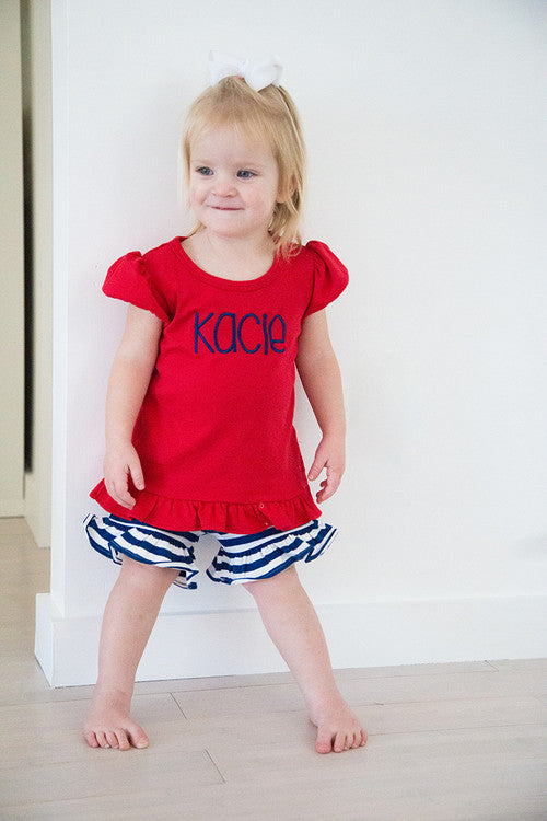 Girls Puff Sleeve Shirt with Ruffle Bottom