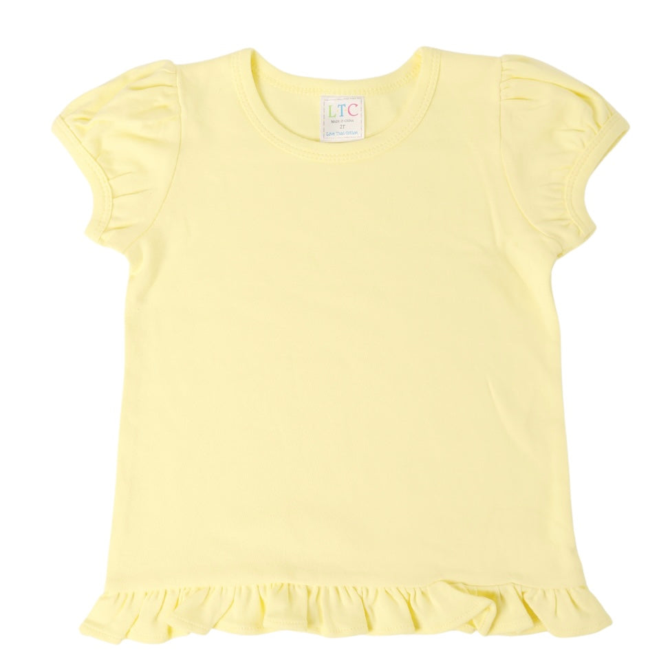 Girls Puff Sleeve Shirt with Ruffle Bottom