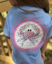 Girl's Blue and Pink Crab Girl's T-shirt