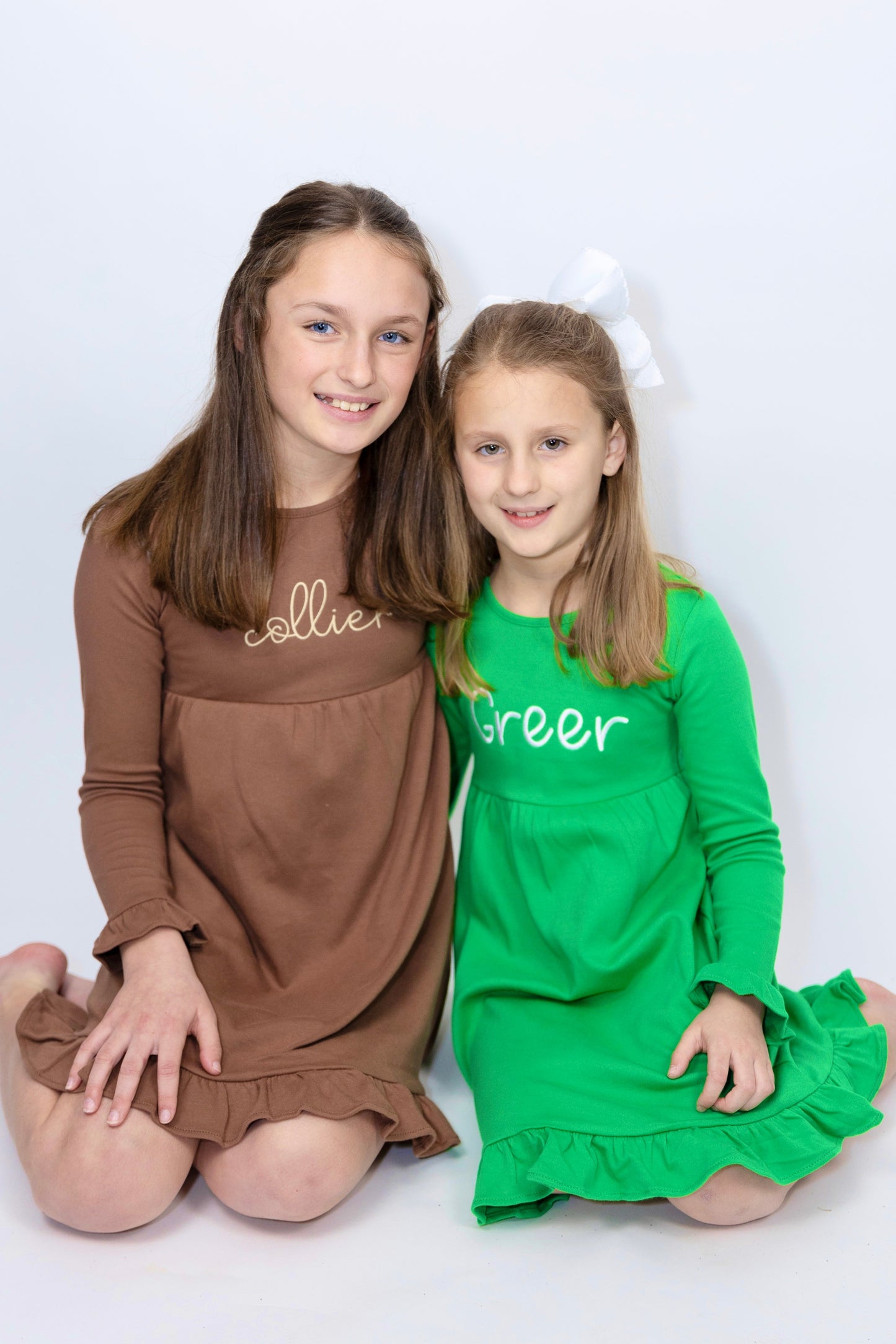 Girls Longsleeve Empire Ruffle Dress