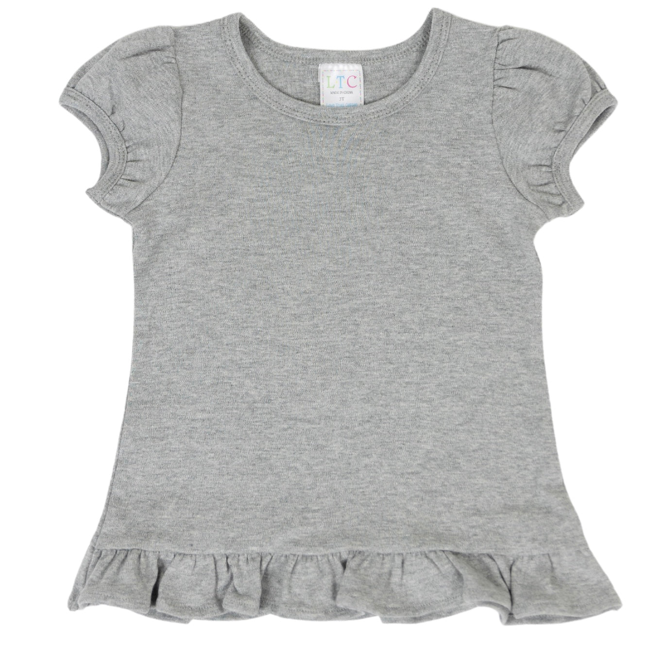 Girls Puff Sleeve Shirt with Ruffle Bottom