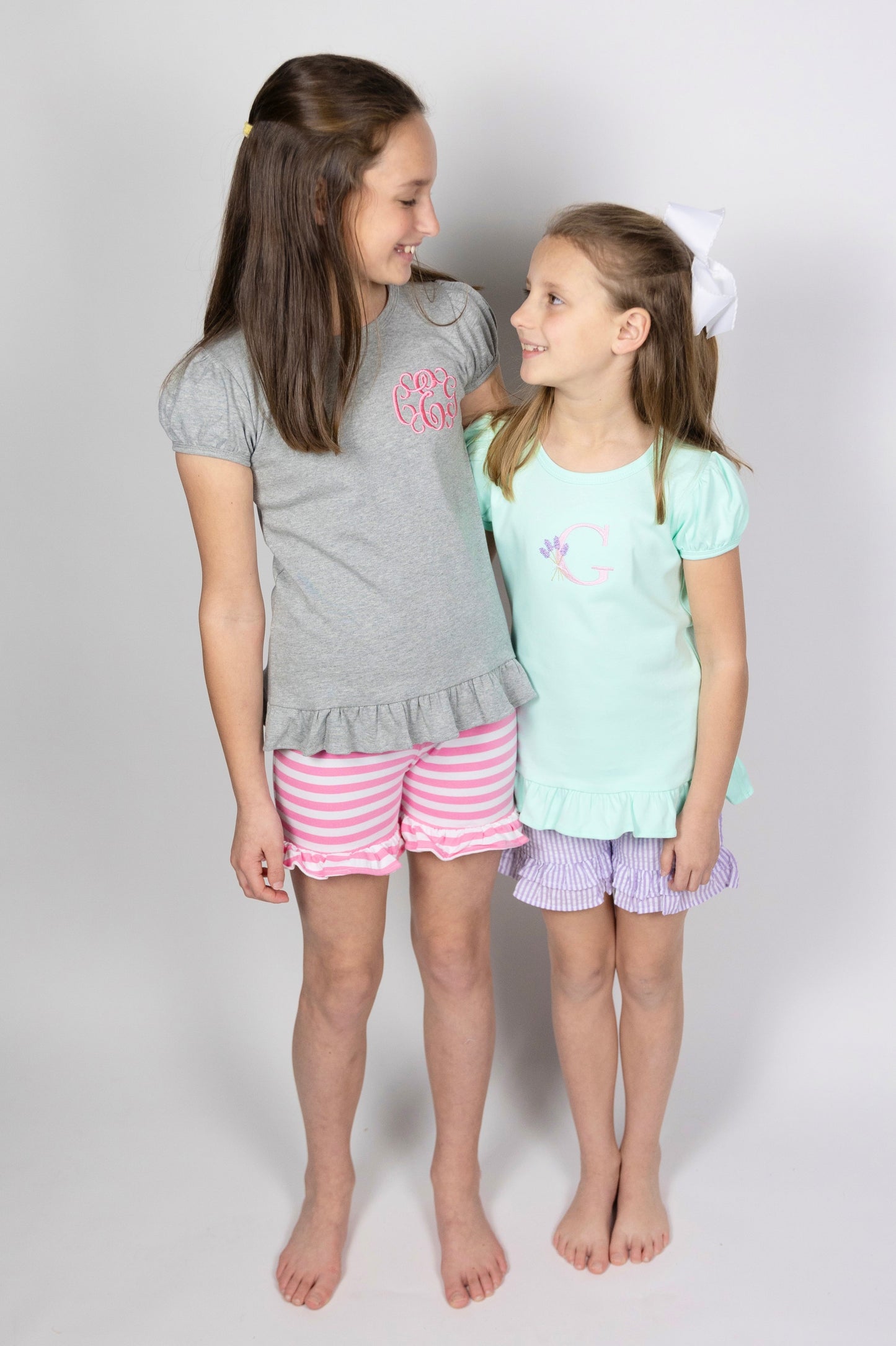 Girls Puff Sleeve Shirt with Ruffle Bottom