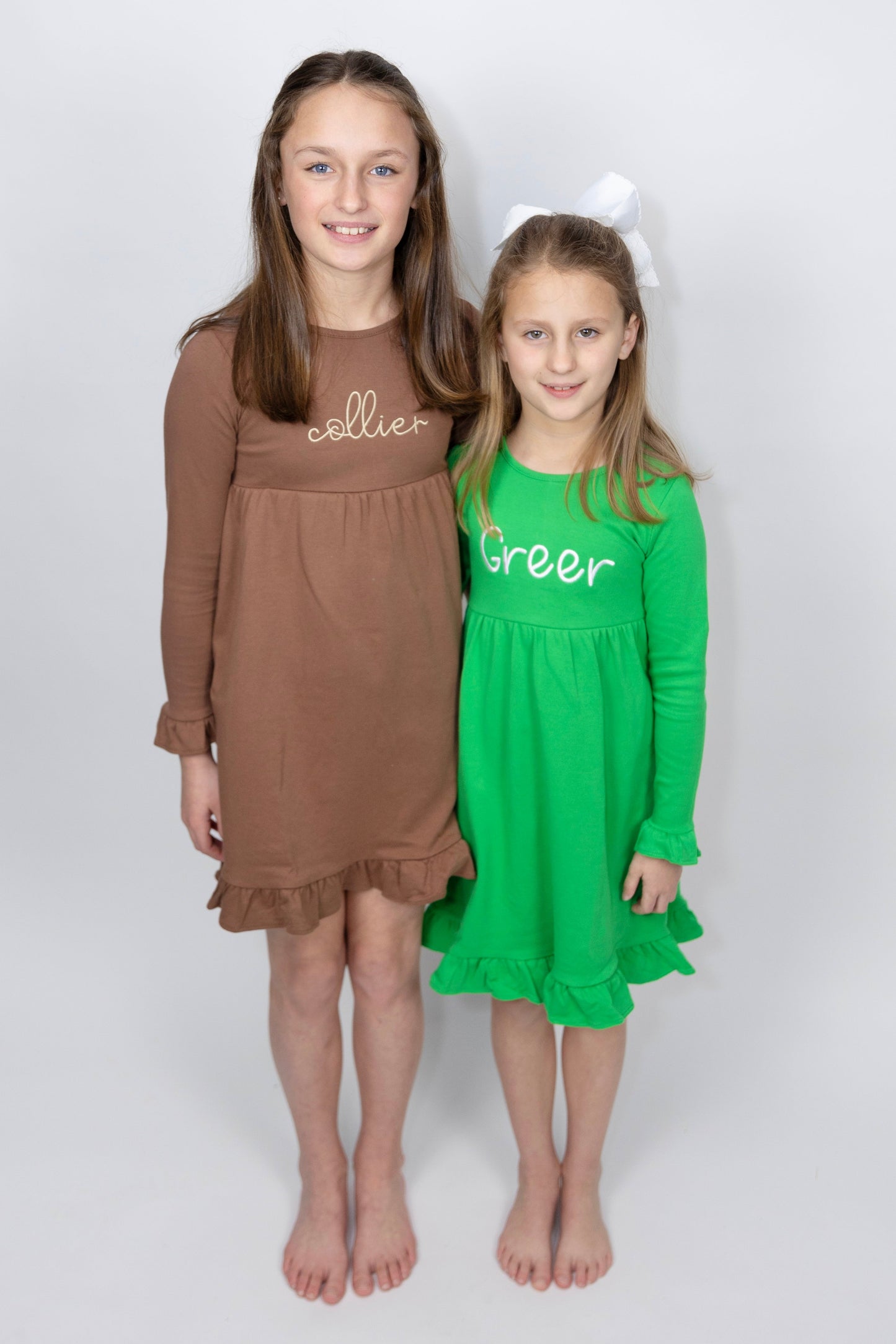 Girls Longsleeve Empire Ruffle Dress