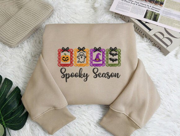 Spooky Season Embroidered Sweatshirt & T-Shirt