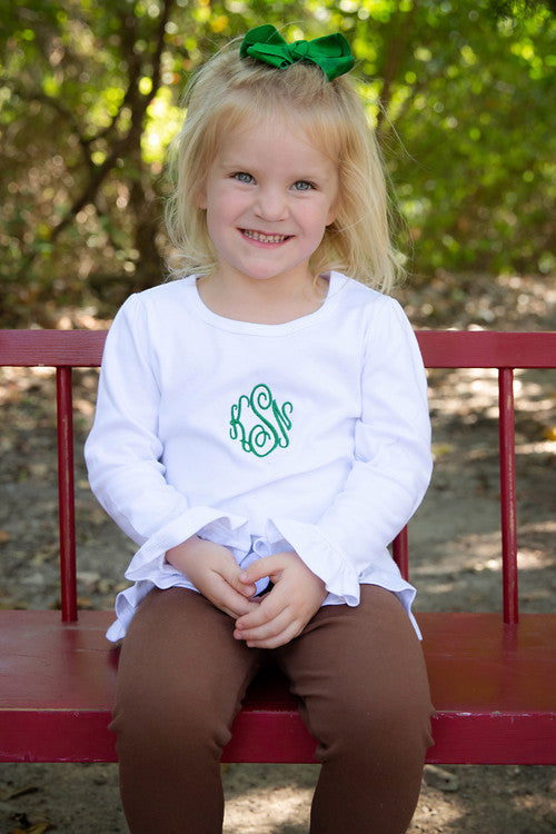 Girls Long Sleeve Ruffle Bottom Shirt