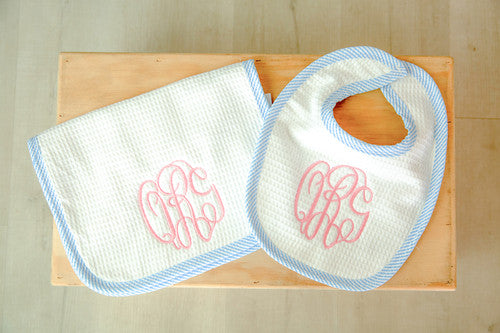 Seersucker Bib / Burp Set (Miller Collection)