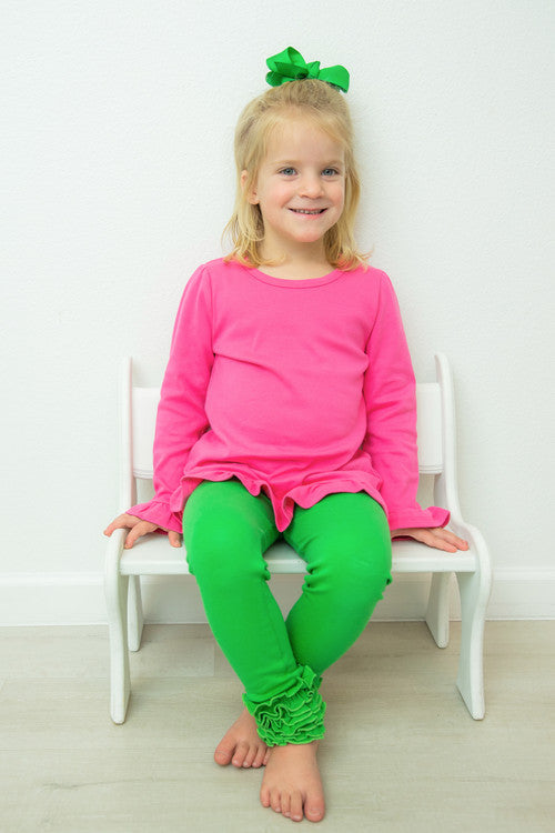 Girls Long Sleeve Ruffle Bottom Shirt