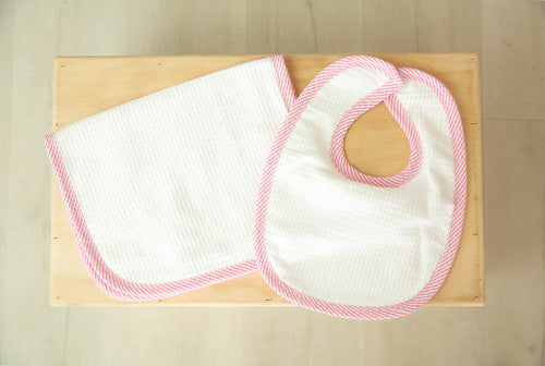 Seersucker Bib / Burp Set (Miller Collection)