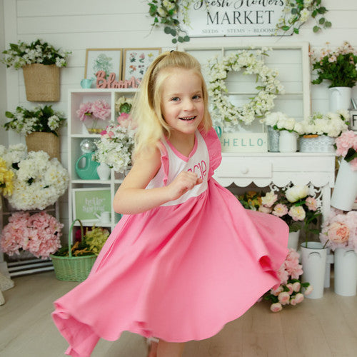 Girls Flutter Sleeve Twirl Dress