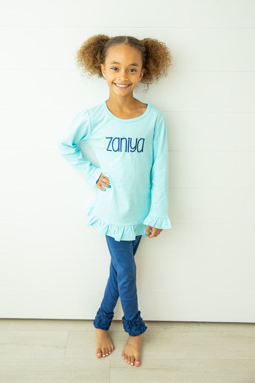 Girls Long Sleeve Ruffle Bottom Shirt