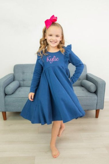 Girls Long Sleeve Twirl Dress
