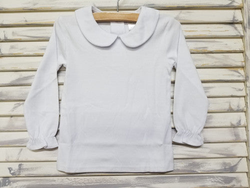 Girls Long Sleeve Peter Pan Collar Shirt