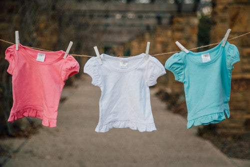 Girls Puff Sleeve Shirt with Ruffle Bottom