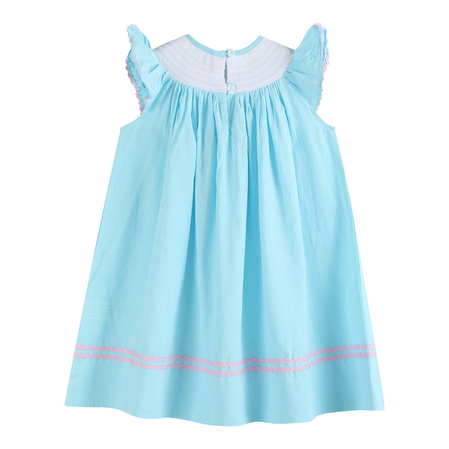 Light Blue Flamingo Smocked Bishop Dress