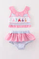 SEERSUCKER CASTLE EMBROIDERY 2PC GIRL SWIMSUIT