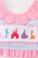 SEERSUCKER CASTLE EMBROIDERY 2PC GIRL SWIMSUIT