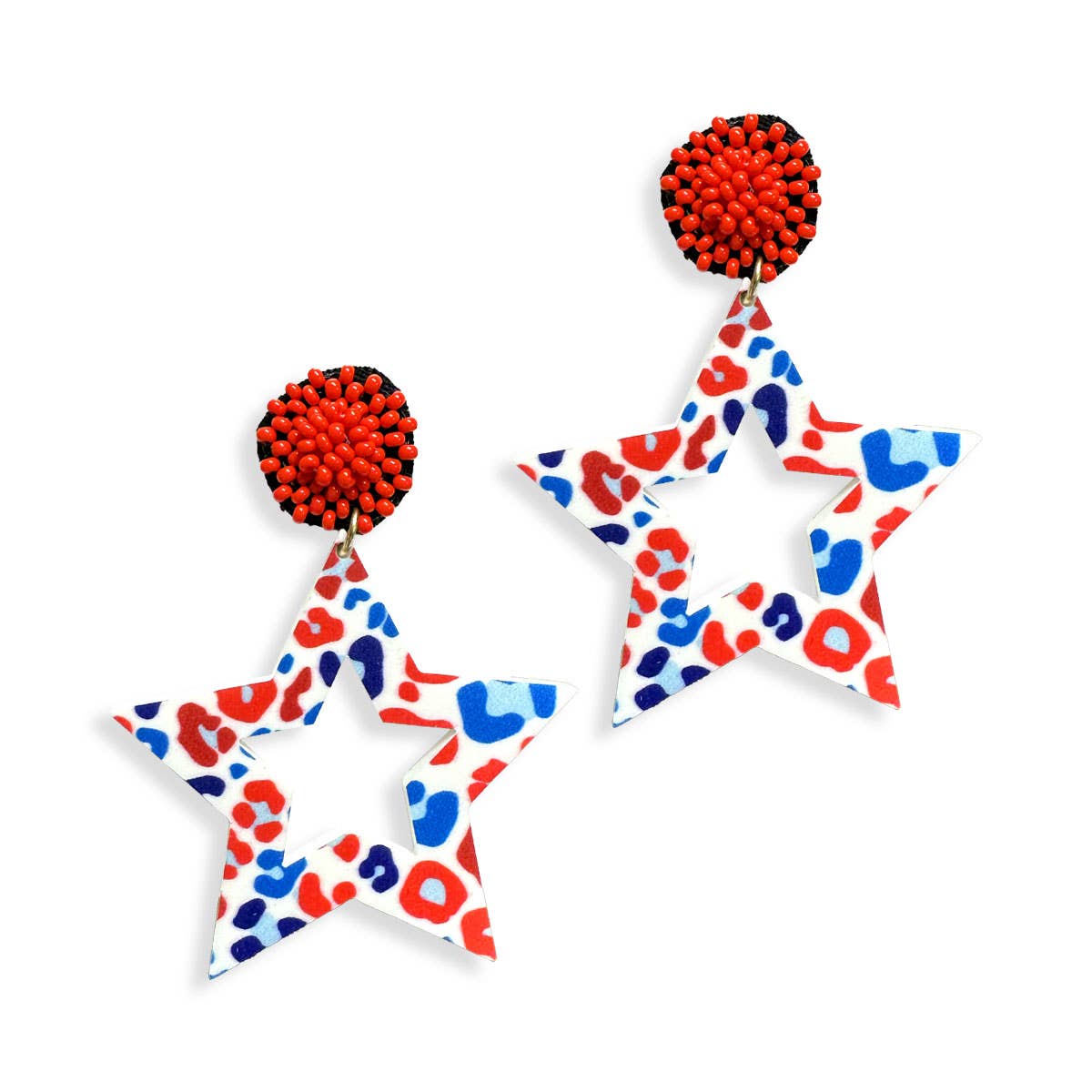 Patriotic Leopard Star Earrings