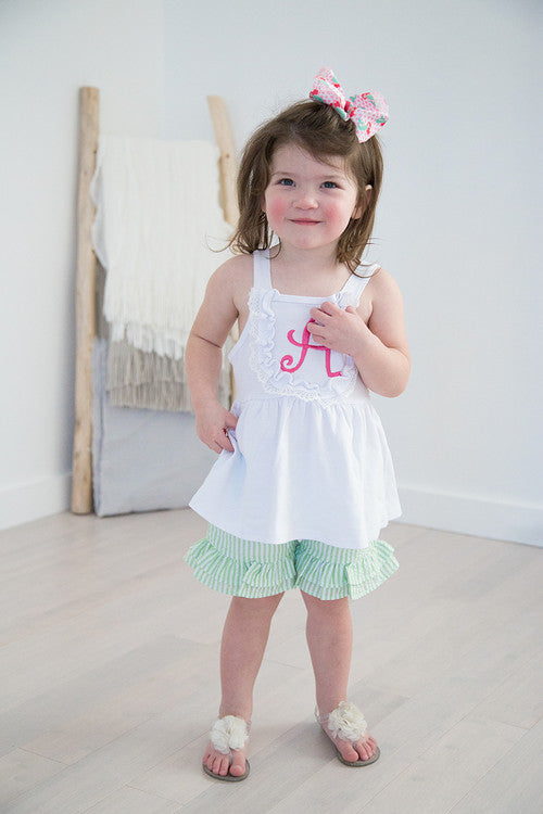 Girls Ruffled Seersucker Shorties