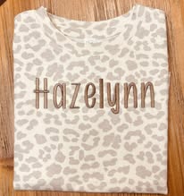 Custom Embroidered Natural Leopard Print