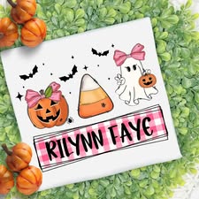 Pumpkin Candy Corn Personalized Girls Shirt