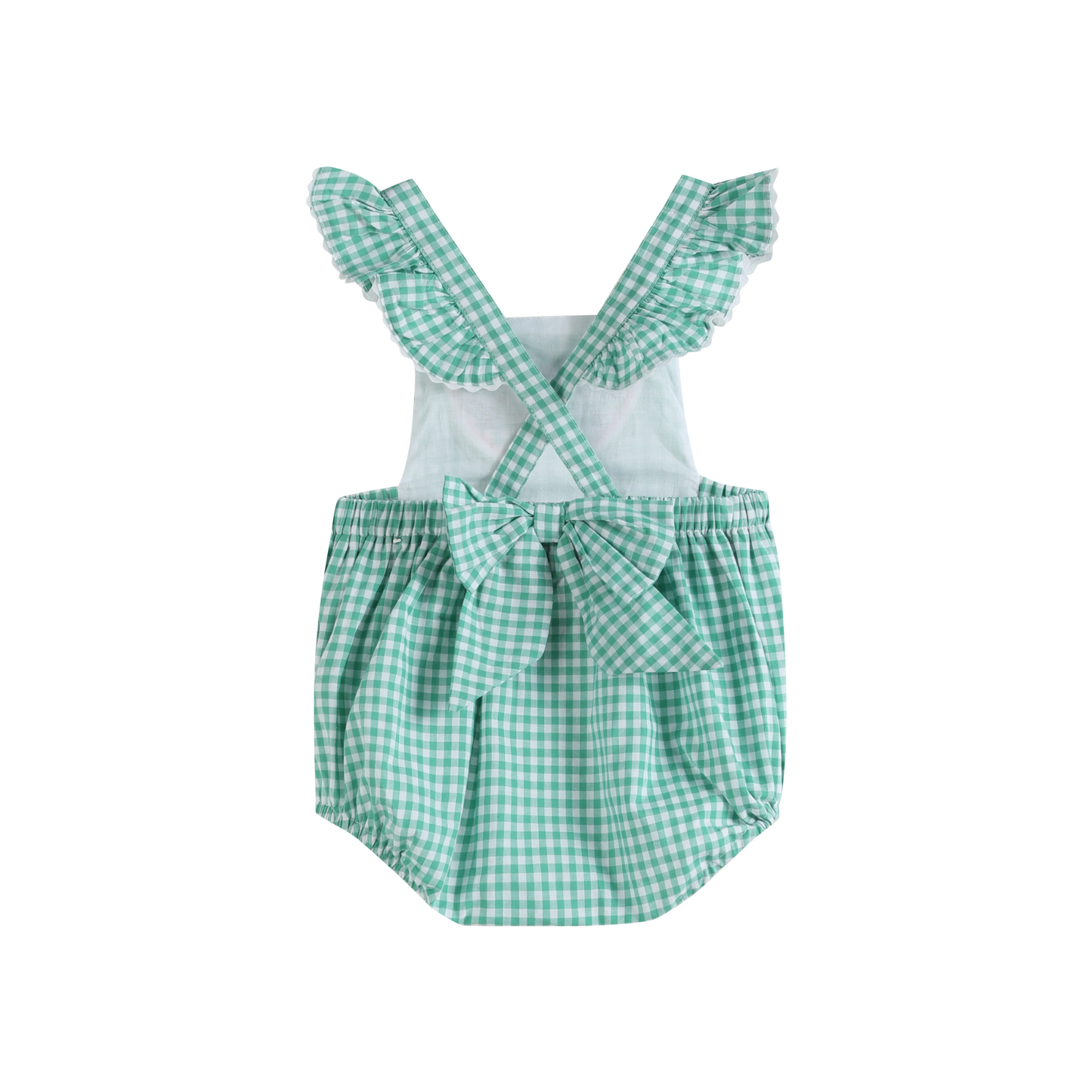 Green Gingham Watermelon Ruffle Romper