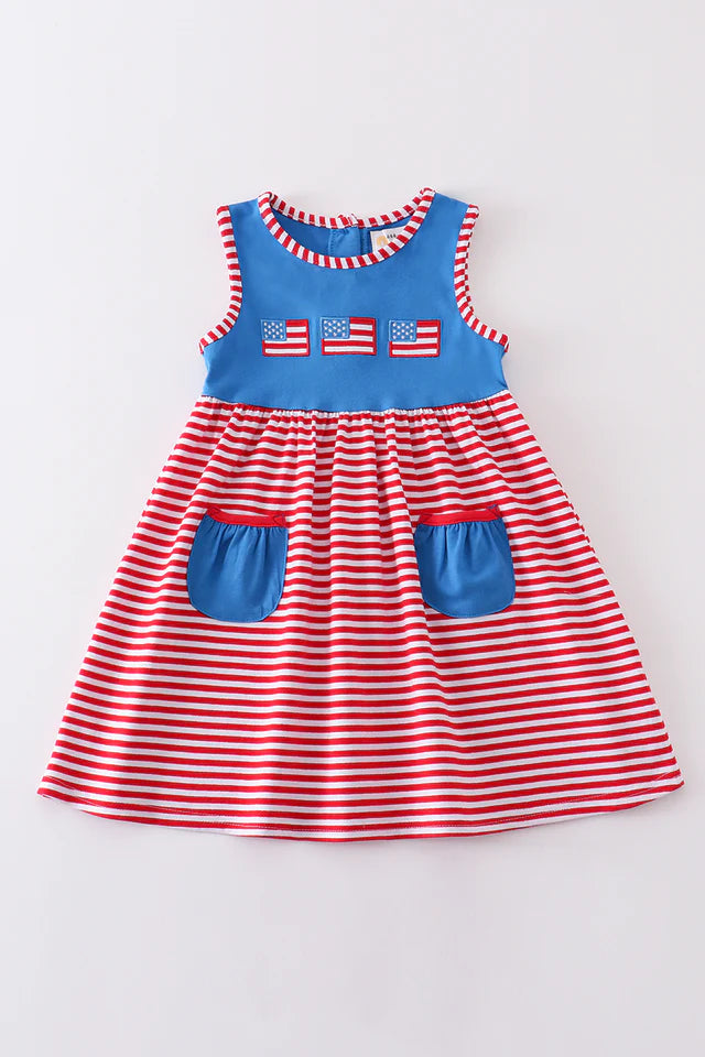 PREMIUM BLUE PATRIOTIC FLAG APPLIQUE DRESS