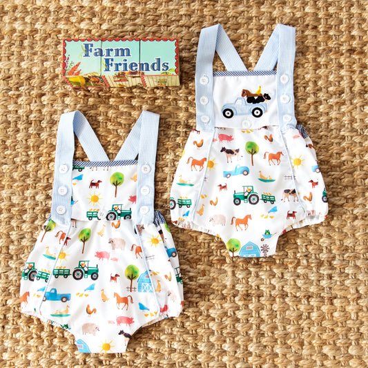 Reversible Farm Truck Sunsuit