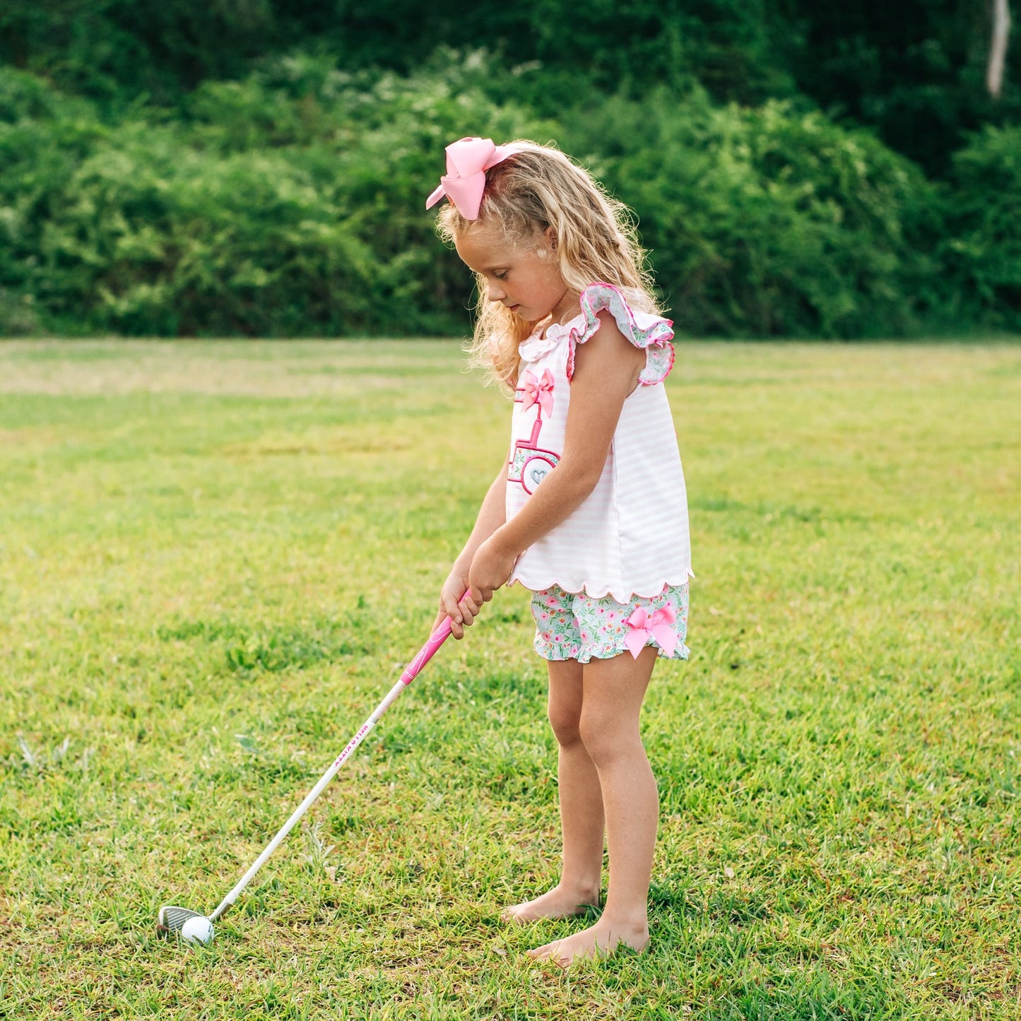 Floral Tee Time Girls Golf Short Set