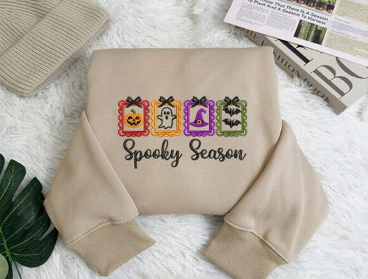 Spooky Season Embroidered Sweatshirt & T-Shirt
