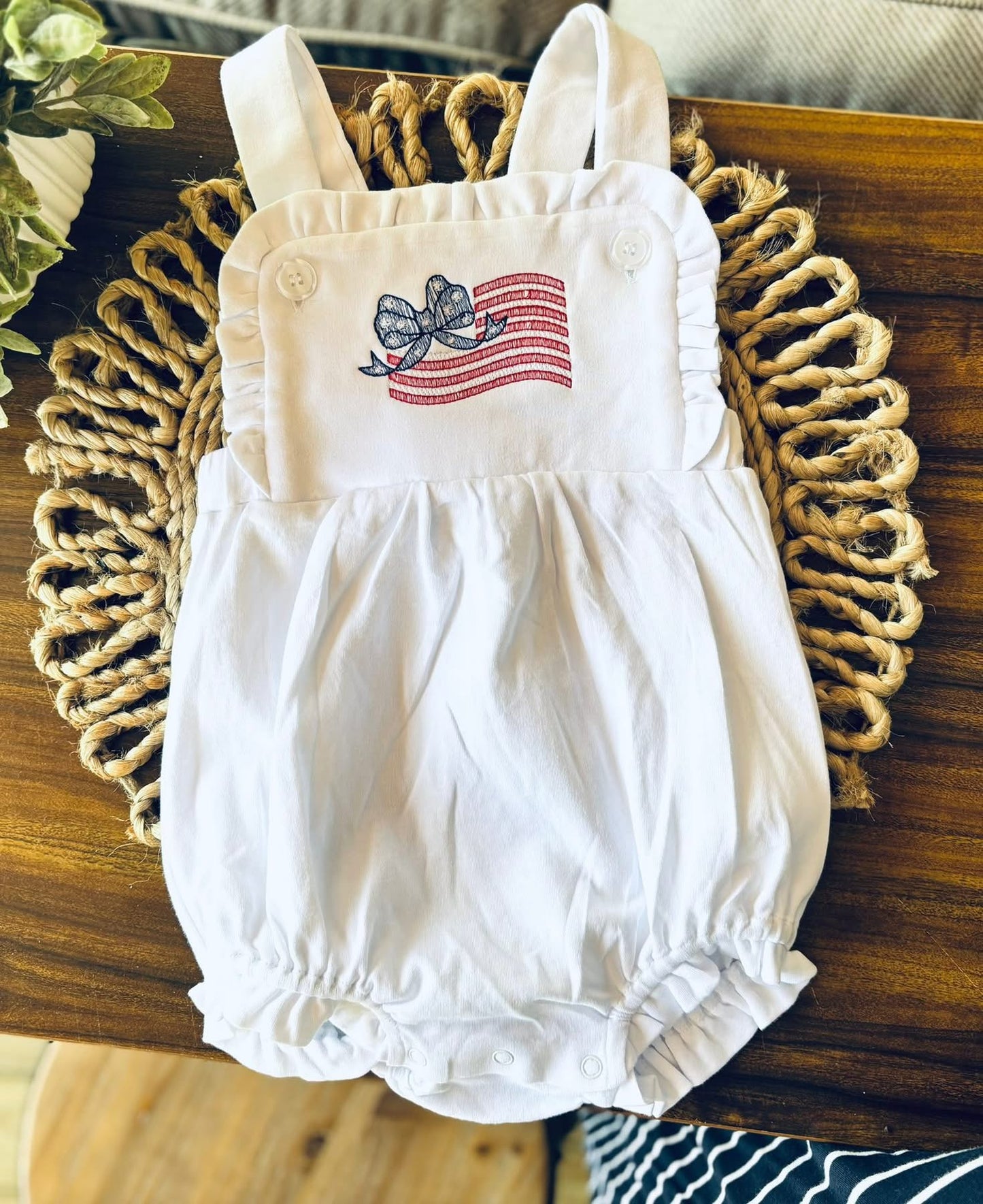 Embroidered Vintage Ruffle Romper