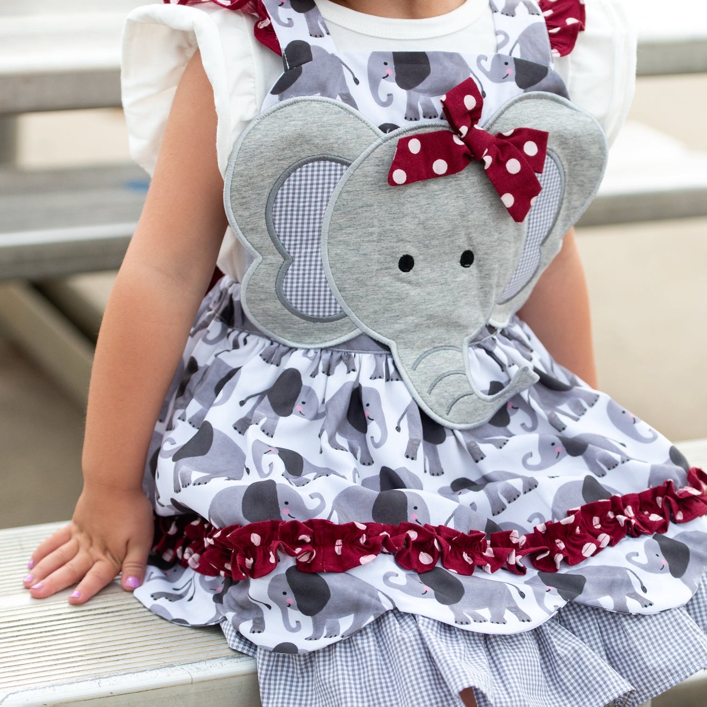 Ivory & Crimson Elephant Dress