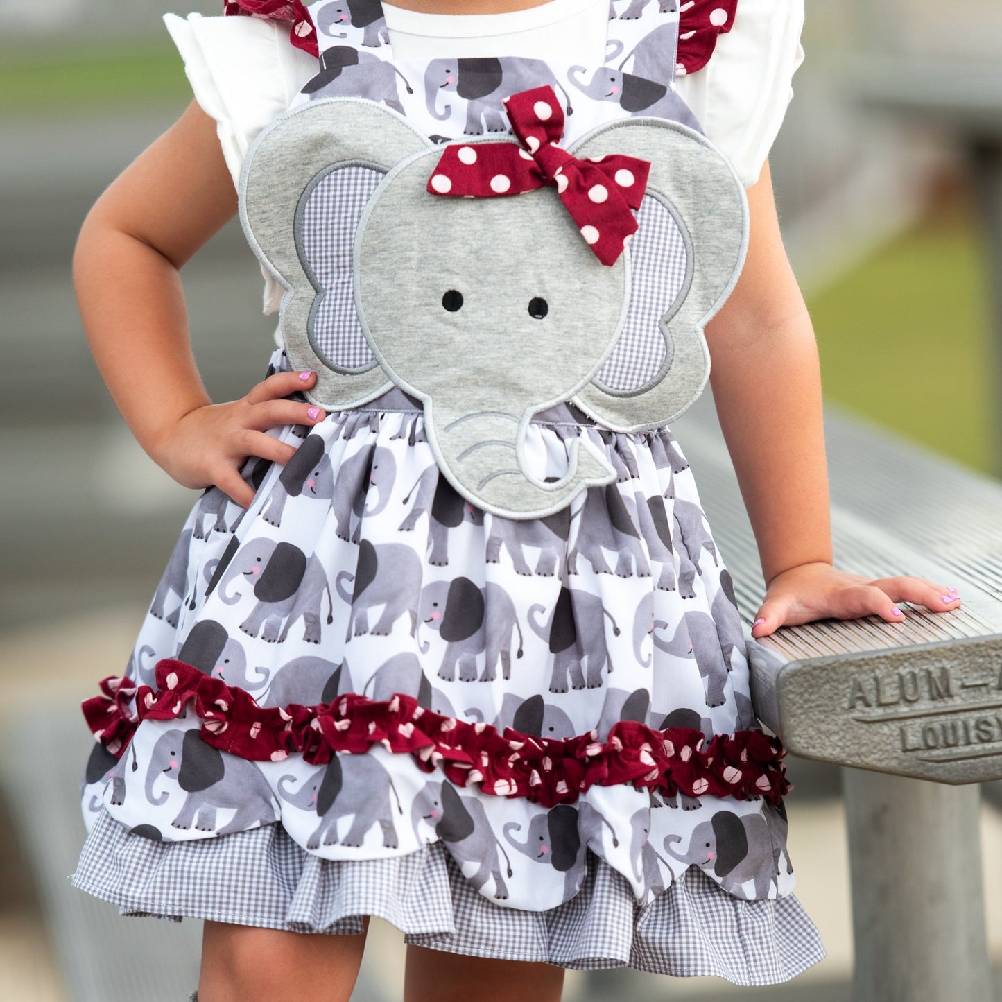 Ivory & Crimson Elephant Dress