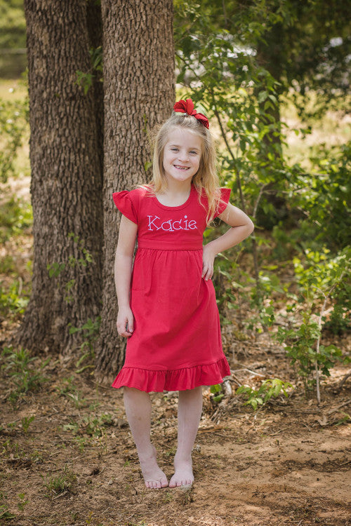 Girls Ruffled Dress with Tie