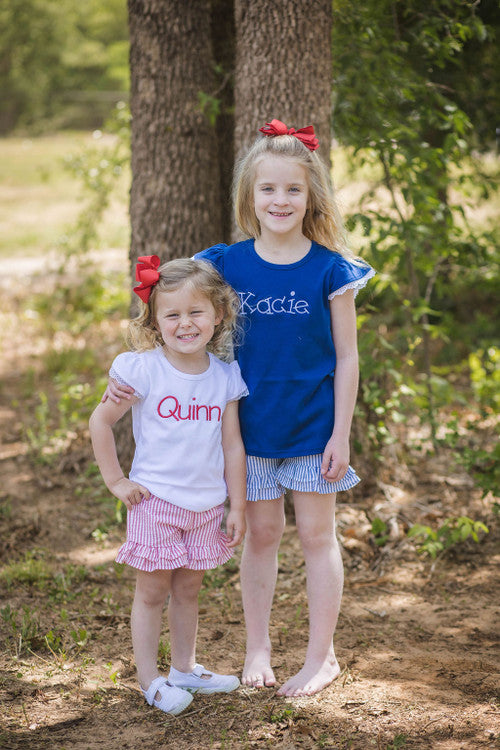 Girls Ruffled Seersucker Shorties