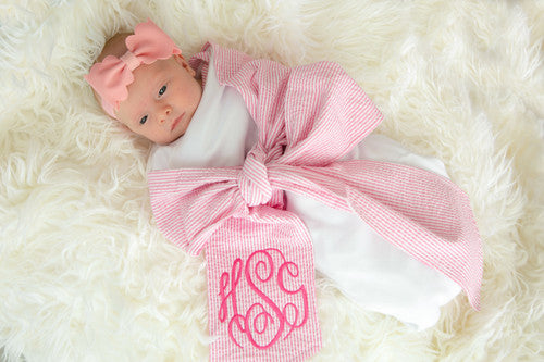 Seersucker Baby Swaddle Blanket (Miller Collection)
