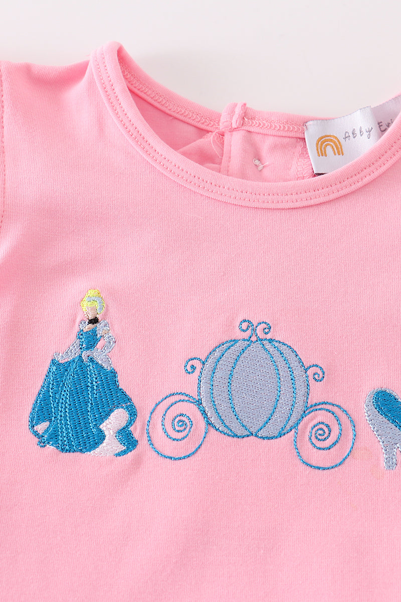 PINK CINDERELLA EMBROIDERY BABY SET