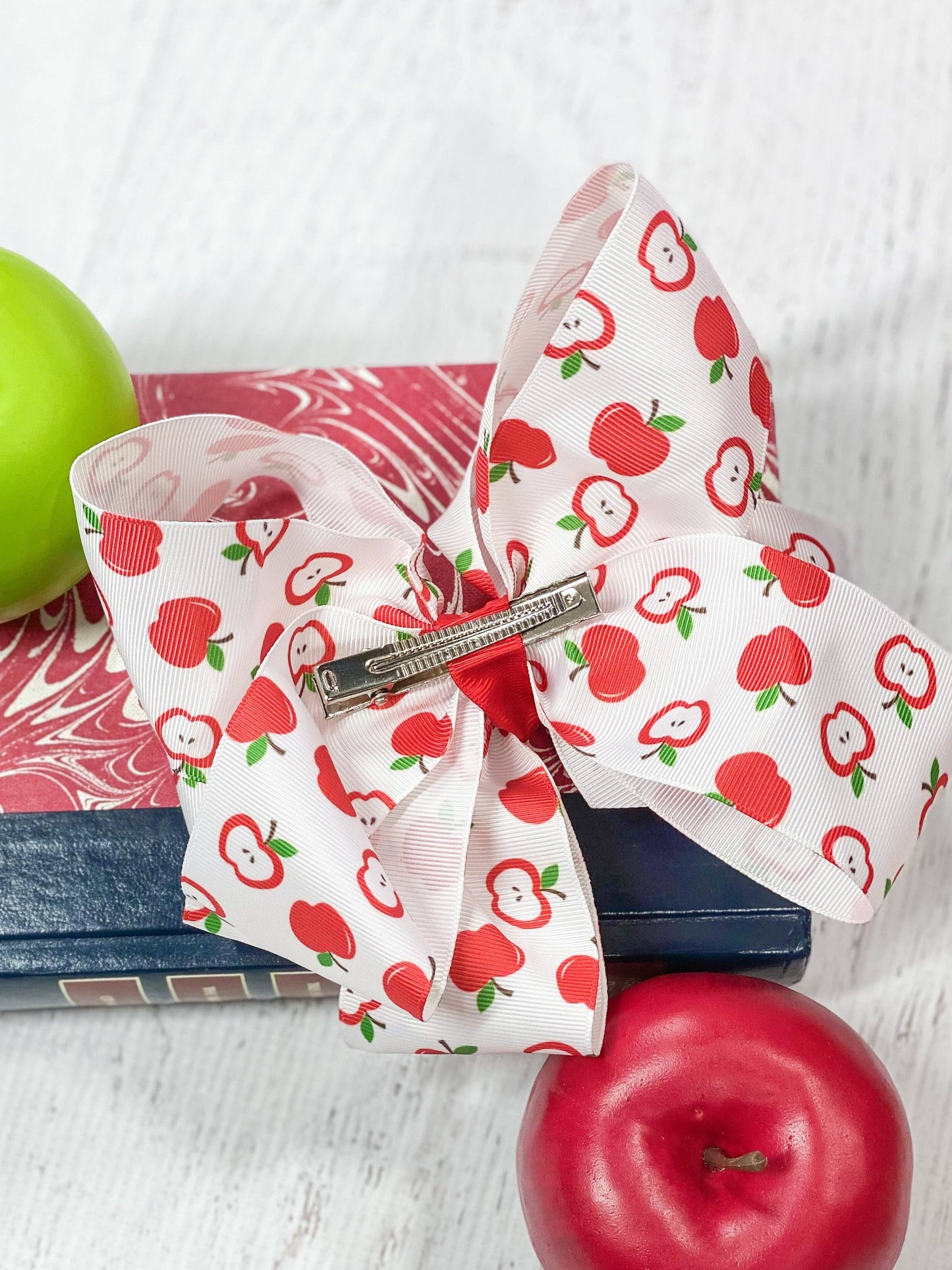 Apple Print Texas Sized Hair Bow