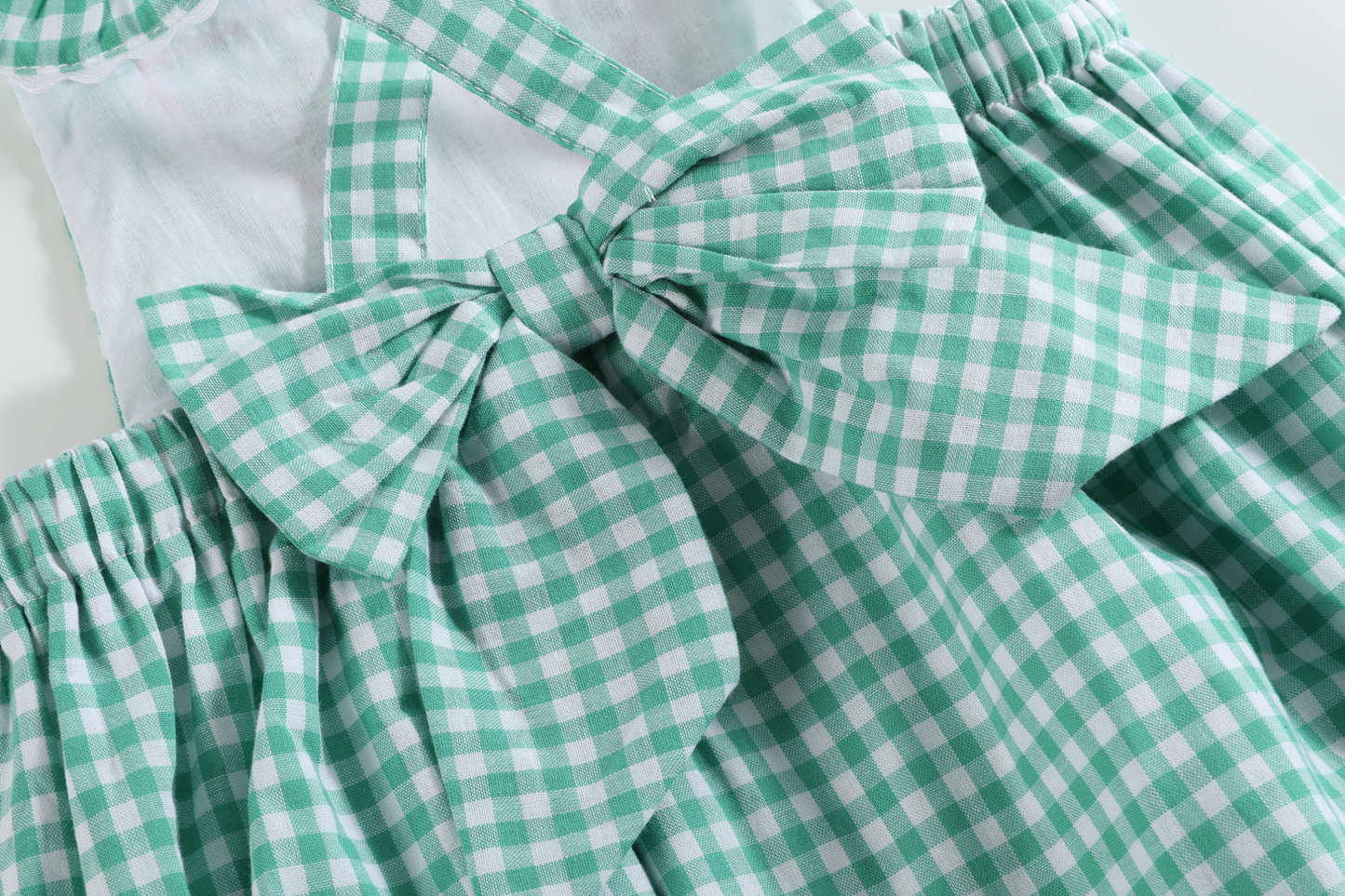 Green Gingham Watermelon Ruffle Romper