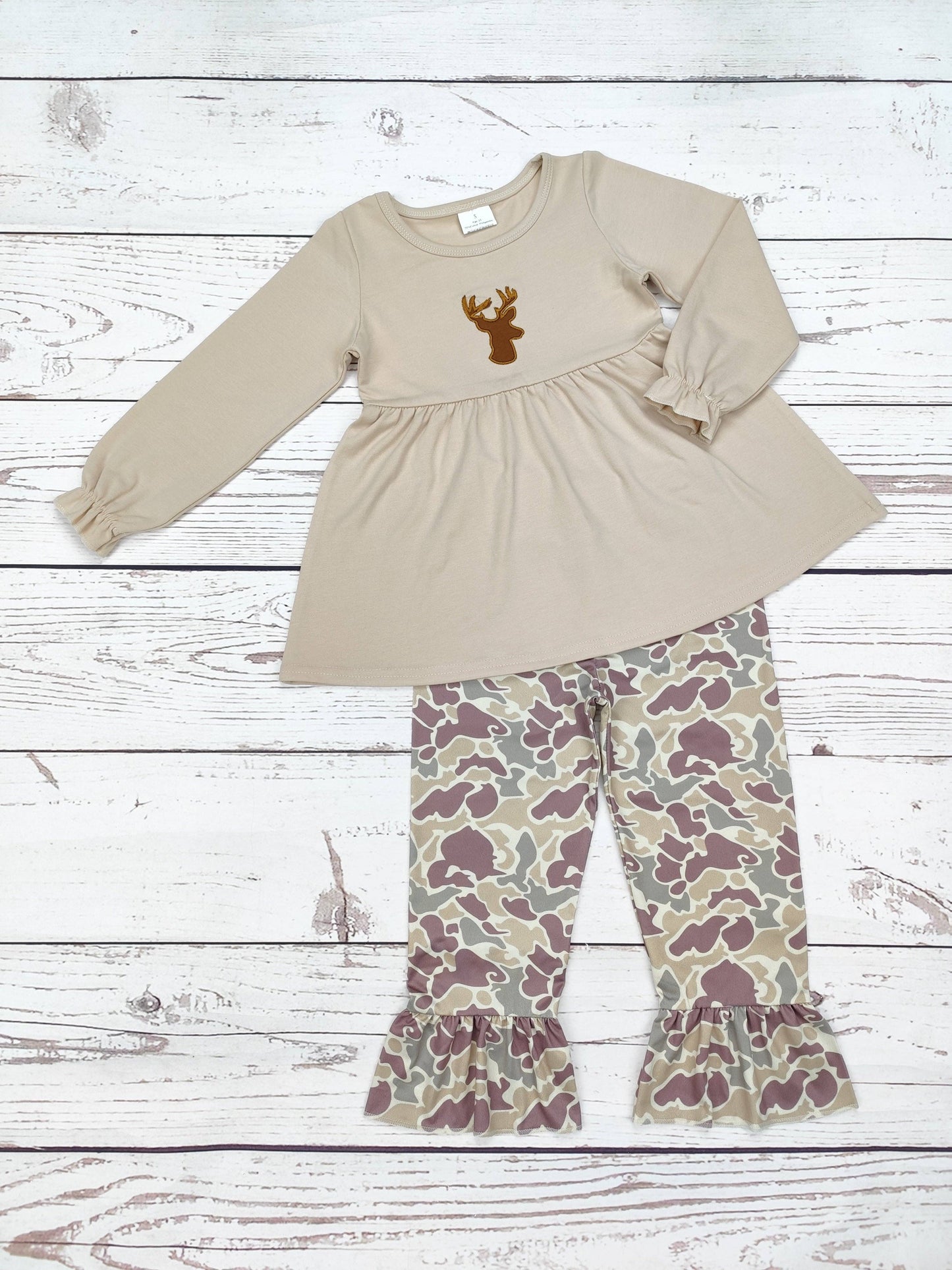 Girls Deer Appliqué Camouflage Set