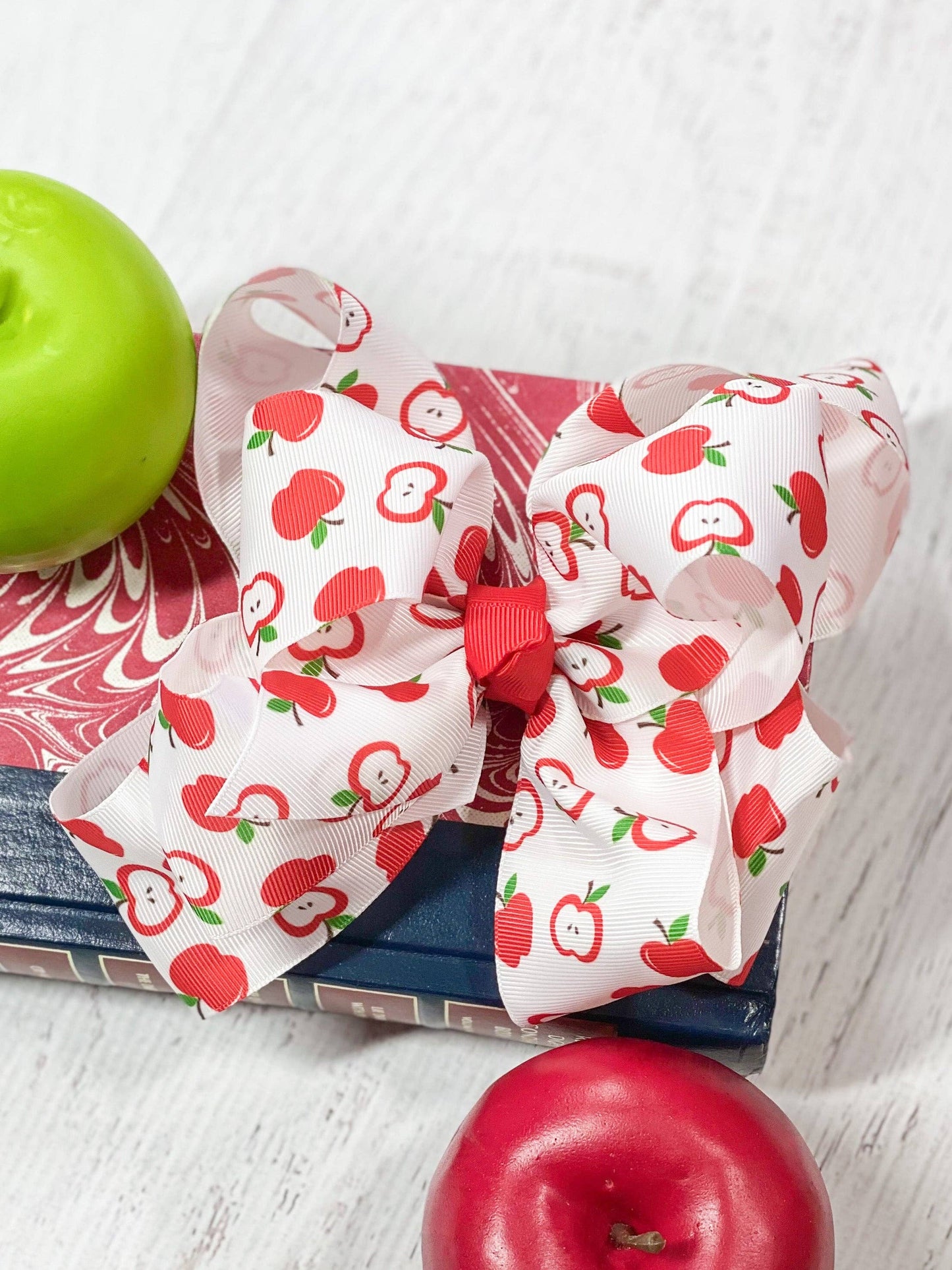 Apple Print Texas Sized Hair Bow