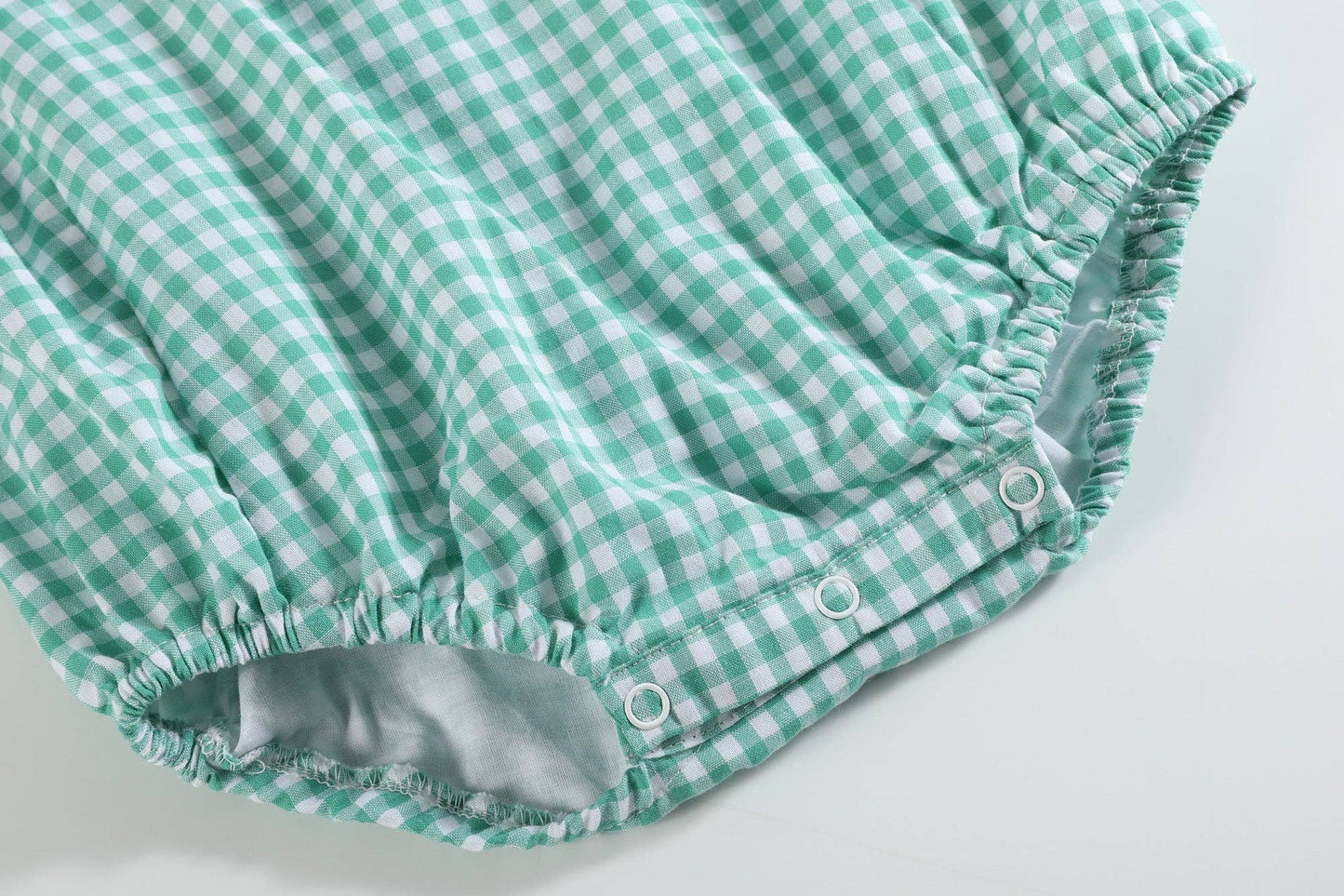 Green Gingham Watermelon Ruffle Romper