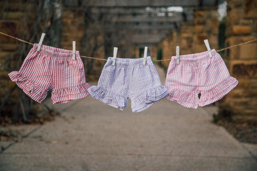 Girls Ruffled Seersucker Shorties